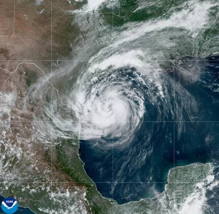 July 7, 2024 - Gulf of Mexico - The outer bands of Beryl brought rain and intensifying winds to Texas on Sunday as coastal residents boarded up windows, left beach towns under evacuation orders and braced for the tropical storm that forecasters expected to strengthen back into a hurricane before landfall. Much of Texas shoreline was under a hurricane warning and landfall was expected early Monday. Gulf of Mexico - ZUMAz03_ 20240707_shv_z03_838 Copyright: xNOAAx