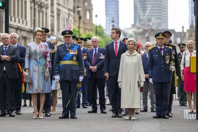 Belgian royals at the Cenotaph Parade, The Cenotaph, Whitehall, London Featuring: Birgitte, Duchess of Gloucester, Prince Richard, Duke of Gloucester, King Philippe of Belgium, Queen Mathilde of Belgium Where: London, United Kingdom When: 13 Jul 2024 Credit: Cover Images EDITORIAL USE ONLY. NOT FOR USE BY NEWSPAPERS BASED IN THE UK. Copyright: xx coverimg53947537