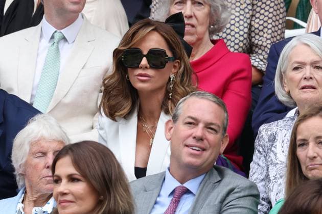 . 13 07 2024. London, United Kingdom. Hugh Jackman and Kate Beckinsale in the Royal Box for the Ladies Singles Final on day thirteen of the Wimbledon Tennis Championships in London.  xStephenxLockx xi-Imagesx IIM-25379-0042