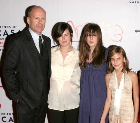 Bruce Willis and daughters Rumer, Scout and Tallulah Willis at the Opening of the New Production of The Classical Musical Annie held at The Pantages Theater, Hollywood - 4 October 2005. FAM16152 Copyright: xFAMOUS. x 08235474
