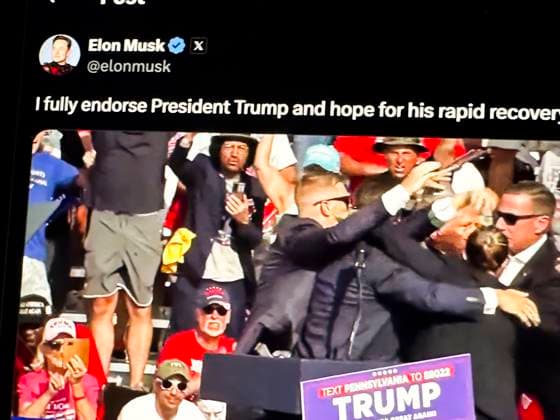 July 14, 2024, Butler, Pennsylvania, United States of America: Elon Musk endorses Donald Trump on X after Donald Trump was struck by gunfire during an assassination attempt was made on his life at a 2024 U.S. Presidential Election campaign rally in Butler Pennsylvania...President Donald Trump was grazed in the ear by a bullet in the from an alleged sniper from outside the MAGA campaign event perimeter from an elevated 1-story building. The U.S. Secret Service is reporting that two political supporters have been killed by gunfire and the alleged assailant was neutralized by law enforcement executive protection counter snipers. Authorities identified the assailant as a 20-year old man from Pennsylvania. Butler United States of America - ZUMAb177 20240714_aap_b177_054 Copyright: xTaidghxBarronx