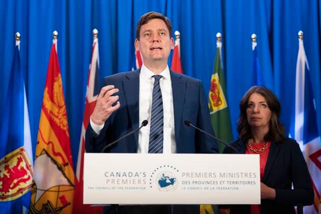 July 16, 2024, Halifax, Ns, Canada: British Columbia Premier David Eby, left, speaks to reporters with Alberta Premier Danielle Smith during meetings with Canada s other premiers at the Council of the Federation in Halifax on Tuesday, July 16, 2024. Halifax Canada  - ZUMAc35_ 20240716_zaf_c35_053 Copyright: xDarrenxCalabresex