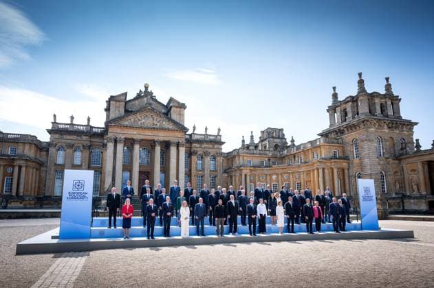 Bilder des Jahres 2024, News 07 Juli News Themen der Woche KW 29 News Bilder des Tages London, Gipfel der Europäischen Politischen Gemeinschaft EPC Woodstock, Großbritannien, 18.07.2024: Blenheim Palace: Treffen der Europäischen Politischen Gemeinschaft: Familienfoto *** Woodstock, Great Britain, 18 07 2024 Blenheim Palace Meeting of the European Political Community Family photo Copyright: xBergmann,xGuido BPA dtsxNachrichtenagenturx dts_43878