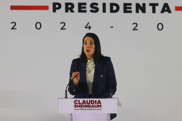 Claudia Sheinbaum Presents Members for Her Government Cabinet Josefina Rodriguez speaking after was presented as new Secretary of Tourism during a briefing conference where are announced the new members of the Cabinet of Claudia Sheinbaum. on July 18, 2024 in Mexico City, Mexico. (Photo by Carlos Santiago Eyepix Group) Copyright: xCarlosxSantiago xEyepixxGroupx CS_18072024_126195