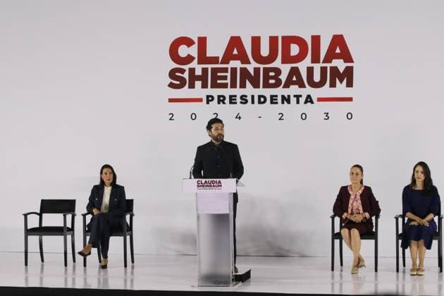 July 18, 2024, MÃ Xico, Mexico: Marath Baruch Bolanos, next secretary of labor, speaks during the presentation event of the fourth part of the presidential cabinet of Claudia Sheinbaum, virtual president-elect of Mexico at the Interactive Museum of Economy MÃ Xico Mexico - ZUMAs197 20240718_aaa_s197_188 Copyright: xLuisxTovarx