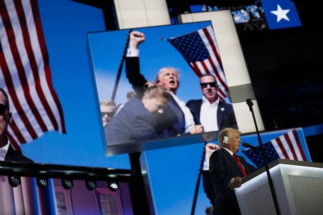 July 18, 2025, Milwaukee, Wisconsin, USA: Former US President Donald J Trump speaks at the Republican National Convention in Milwaukee, Wisconsin at the Fiserv Forum on Thursday, July 18, 2024. Monday night was TrumpÃ¢â‚¬â ¢s first appearance since a rally in Pennsylvania, where he sustained injuries from an alleged bullet grazing his ear. Trump recounted the story in his speech, and also talked about Biden, immigration, and other topics Milwaukee USA - ZUMAs152 20250718_faa_s152_026 Copyright: xAnnabellexGordonx