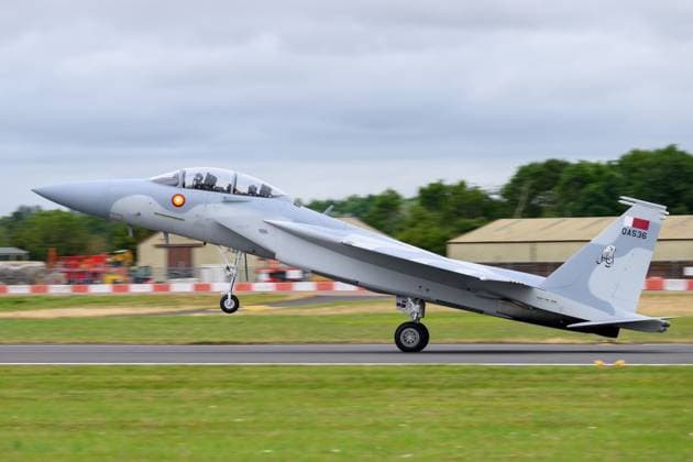 Royal International Air Tattoo - RAF Fairford, Gloucestershire, UK The Qatar Emiri Air Force is flying a Boeing F-15QA during the Royal International Air Tattoo at RAF Fairford in Gloucestershire, England, on July 20, 2024. United Kingdom  Copyright: xMIxNewsx originalFilename: fletcher-royalint240720_npt25.jpg