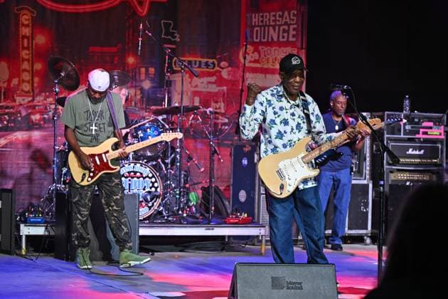 Buddy Guy performs during The Damn Right Farewell Tour at The Pompano Beach Amphitheater. Featuring: Buddy Guy, Greg Guy Where: Pompano Beach, Florida, United States When: 19 Jul 2024 Credit: Robert Bell INSTARimages EDITORIAL USE ONLY. NOT FOR USE BY NEWSPAPERS BASED IN THE UK. Copyright: xLarryxMaranox instar53967316