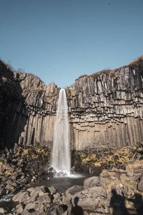 Creative Highlights World Svartifoss black waterfall. In the Skaftafell national park in Iceland Reykjavík, Reykjavíkurborg, Iceland R_MAFA24071097-1479874-01