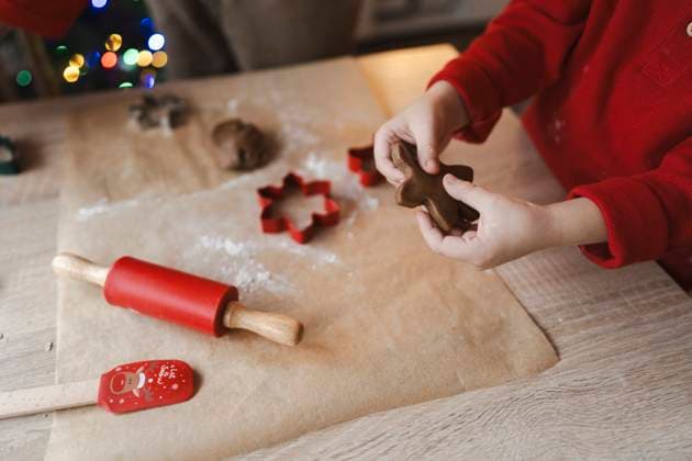 Hands of boy making Christmas cookies at home model released, Symbolfoto property released, ASVF00064