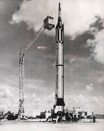 RECORD DATE NOT STATED The Mercury-Redstone rocket that carried Virgil Grissom The Mercury-Redstone rocket that carried Virgil Grissom on the second US manned sub-orbital spaceflight. The Mercury capsule was named Liberty Bell 7.  Copyright: Copyrightx(c)Geminix2023.xCredit:xGemini 10839276