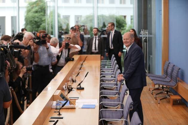 Bilder des Jahres 2024, News 07 Juli News Themen der Woche KW 30 News Bilder des Tages Berlin, Deutschland, 24.07.2024: Bundespressekonferenz: Traditionelle Sommerpressekonferenz des Bundeskanzlers: Olaf Scholz stellt sich den Hauptstadtjournalisten zu aktuellen Themen der Innen- und Außenpolitik *** Berlin, Germany, 24 07 2024 Federal Press Conference Chancellor Olaf Scholzs traditional summer press conference to discuss current domestic and foreign policy issues with journalists from the German capital Copyright: xdtsxNachrichtenagenturx dts_43919