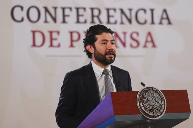 Mexican President Lopez Obrador Briefing Marath Baruch Bolanos Lopez, head of the Secretary of Labor and Social Welfare, presents the progress of the Jovenes Construyendo el Futuro program during a briefing conference at National Palace. on July 24, 2024 in Mexico City, Mexico. (Photo by Carlos Santiago Eyepix Group) Copyright: xCarlosxSantiago xEyepixxGroupx CS_24072024_126431