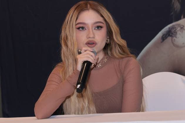July 24, 2024, Mexico City, Ciudad de Mexico, Mexico: Mexican singer Karol Sevilla speaks during a press conference for Ã¢â‚¬ËœLuminova TourÃ¢â‚¬â ¢ and promote her single Cenicienta at Belair Unique Mexico City Hotel. on July 24, 2024 in Mexico City, Mexico. Mexico City Mexico - ZUMAe321 20240724_zea_e321_006 Copyright: xYamakxPerea xEyepixxGroupx