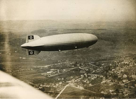 RECORD DATE NOT STATED The LZ129 Hindenburg over Friedrichshafen during a test ... The LZ129 Hindenburg over Friedrichshafen during a test flight on 6 March 1936.  Copyright: Copyrightx(c)Geminix2023.xCredit:xGemini 11356124