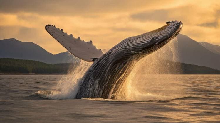 Majestic humpback whale breaching out of the ocean, A whale jumping out of the water, A whale jumping out of the water, 24.07.2023, Copyright: xcloudyewx Panthermedia35549151.jpg