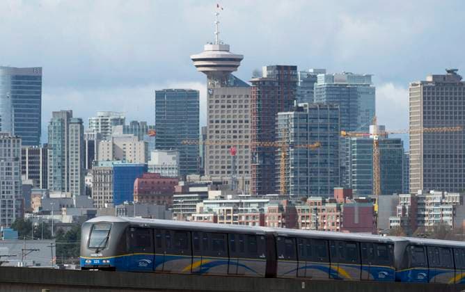 March 14, 2015, Vancouver, Bc, CANADA: A sky train is pictured in downtown Vancouver on Saturday, March 14, 2015. Regional transport provider TransLink is warning of massive service cuts unless what it calls a $600 million funding gap is addressed. Vancouver CANADA  - ZUMAc35_ 20150314_zaf_c35_110 Copyright: xJonathanxHaywardx