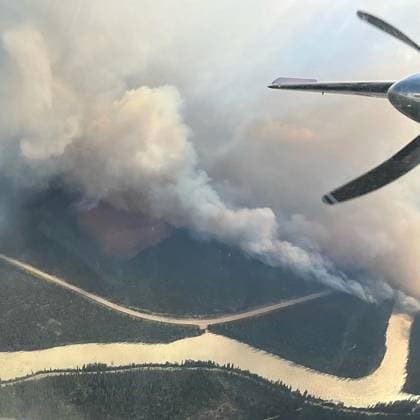 July 25, 2024, Jasper National Park, Alberta, Canada: An aerial photo shows wildfire smoke rising over Jasper National Park earlier this week. Extreme heat and dry conditions throughout the province have allowed for many new wildfire starts. The Municipality of Jasper has issued an evacuation order due to wildfires in Jasper National Park. Jasper National Park Canada  - ZUMA 20240725_new_z03__033 Copyright: xAlbertaxWildfirex