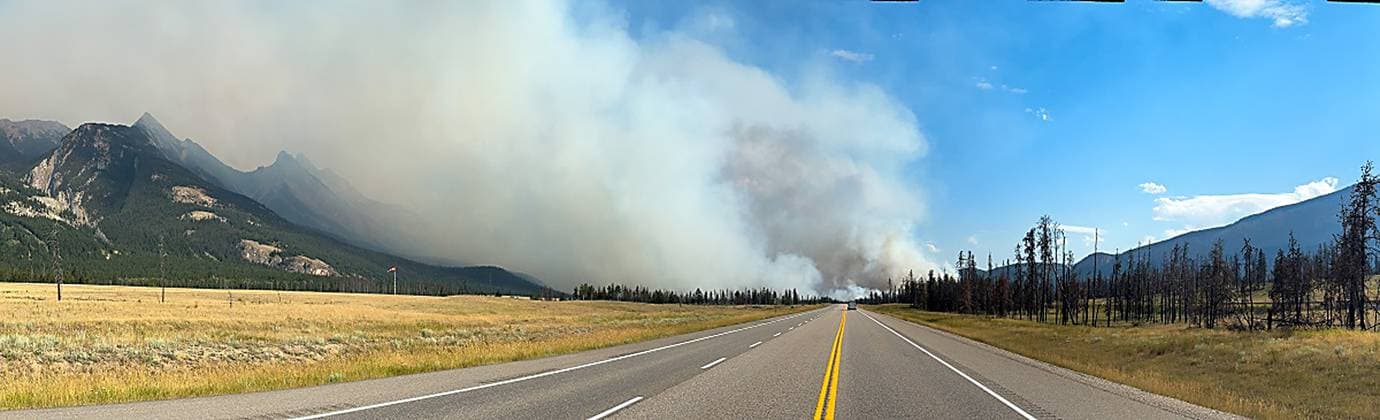 July 25, 2024, , Alberta, Canada: Smoke rises over in Alberta, Canada earlier this week. Jasper National Park Canada - ZUMA 20240725_new_z03__034 Copyright: xJasperxNationalxParkx