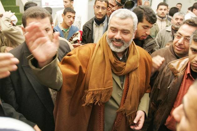 Hamas Chief Ismail Haniyeh Killed In Iran File photo - Hamas leader Ismail Haniyehh celebrates his party s electoral victory in Gaza on January 29, 2006. Haniyeh is one of the Hamas figures that could be named Palestinian Prime Minister. Hamas leader Ismail Haniyeh was killed in Iran s Tehran, the Palestinian militant group Hamas said in a statement on Wednesday. In a statement, the Islamist faction mourned the death of Haniyeh, who it said was killed in a treacherous Zionist raid on his residence in Tehran . Photo by Balkis Press ABACAPRESS.COM Gaza Palestine  Copyright: xBalkisxPress ABACAx