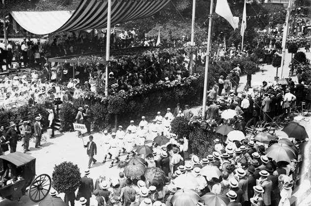 RECORD DATE NOT STATED Japan (Waseda Ball Team) in N.Y. 4th of July Parade, 1911. Copyright:xHeritagexArt HeritagexImagesxBainxNewsxServicex IMAGO, ! ACHTUNG: AUFNAHMEDATUM GESCHÄTZT!  Copyright:HeritagexArt HeritagexImagesxBainxNewsxServicex IMAGO
