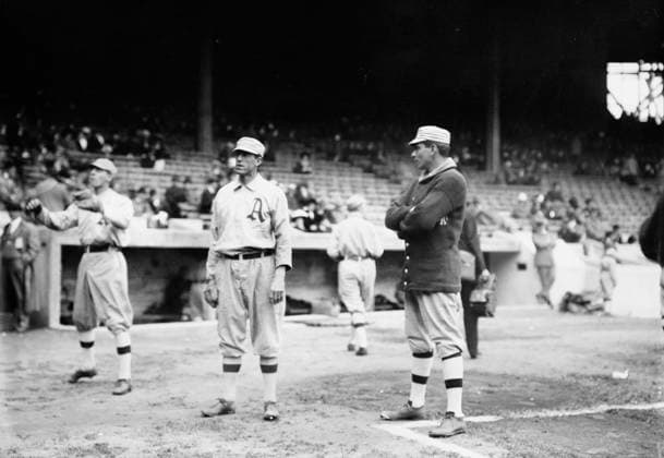 RECORD DATE NOT STATED Eddie Plank & Chief Bender, Philadelphia, AL (baseball), 1911. Copyright:xHeritagexArt HeritagexImagesxBainxNewsxServicex IMAGO, ! ACHTUNG: AUFNAHMEDATUM GESCHÄTZT!  Copyright:HeritagexArt HeritagexImagesxBainxNewsxServicex IMAGO