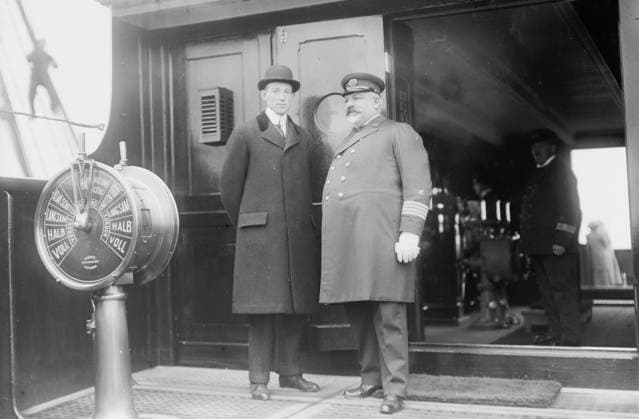 RECORD DATE NOT STATED F.B. Sayre - Capt. Ludwig Franck, 1913. Shows professor and U.S. government official Francis Bowes Sayre (1885-1972) who married President Woodrow Wilson s daughter, Jessie Woodrow Wilson (1887-1933) on November 25, 1913. On December 1, 1913, they started their honeymoon voyage to Europe, aboard the North German Lloyd ship, Vulcan, with Captain Ludwig Franck. Copyright:xHeritagexArt HeritagexImagesxBainxNewsxServicex IMAGO, ! ACHTUNG: AUFNAHMEDATUM GESCHÄTZT!  Copyright:HeritagexArt HeritagexImagesxBainxNewsxServicex IMAGO