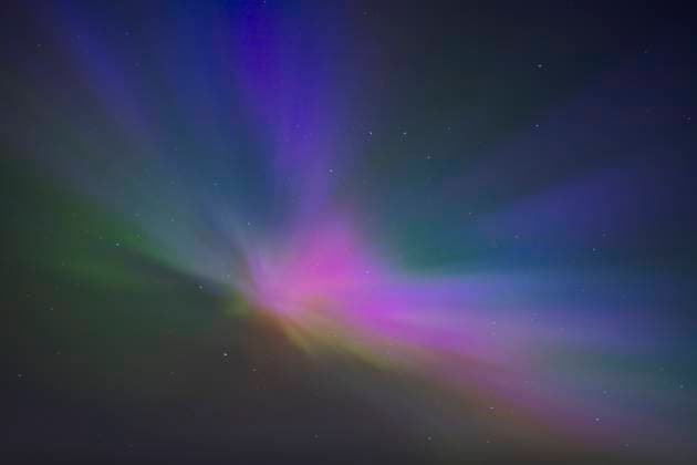 The Northern Lights (Aurora Borealis), displaying a kaleidoscope of exploding colours in the dark skies of Northern England, United Kingdom, Europe Copyright: GarryxRidsdale 1219-302