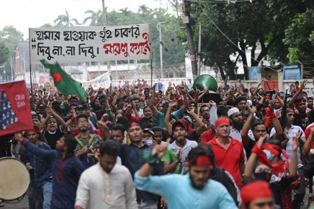 New Protests In Bangladesh Kill 2 - Dhaka Activists take part in a protest march as they demand justice for victims arrested and killed in the recent countrywide violence in Dhaka on August 2, 2024. Demonstrations in Bangladesh after August 2 prayers demanded justice for victims of nationwide unrest and police crackdown, after the release of protest leaders failed to quell public anger. Photo by Habibur Rahman ABACAPRESS.COM Dhaka Wari Bangladesh  Copyright: xHabiburxRahman ABACAx