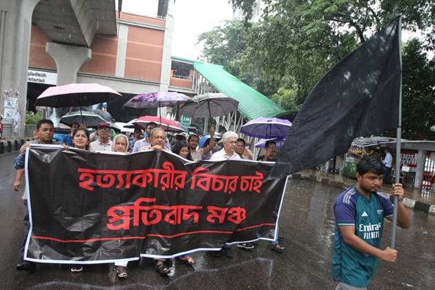 New Protests In Bangladesh Kill 2 - Dhaka Activists take part in a protest march as they demand justice for victims arrested and killed in the recent countrywide violence in Dhaka on August 2, 2024. Demonstrations in Bangladesh after August 2 prayers demanded justice for victims of nationwide unrest and police crackdown, after the release of protest leaders failed to quell public anger. Photo by Habibur Rahman ABACAPRESS.COM Dhaka Wari Bangladesh  Copyright: xHabiburxRahman ABACAx