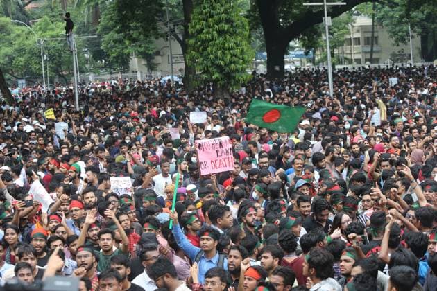 August 3, 2024, Dhaka, Wari, Bangladesh: Anti-Discrimination Student Movement held a rally at Central Shaheed Minar in Dhaka on August 3, 2024, to demand justice for the victims killed in the recent countrywide violence during anti-quota protests. Student leaders rallied Bangladeshis on August 3 for a nationwide civil disobedience campaign as Prime Minister Sheikh Hasina s government weathered a worsening backlash over a deadly police crackdown on protesters. Dhaka Bangladesh - ZUMAr336 20240803_zip_r336_027 Copyright: xHabiburxRahmanx