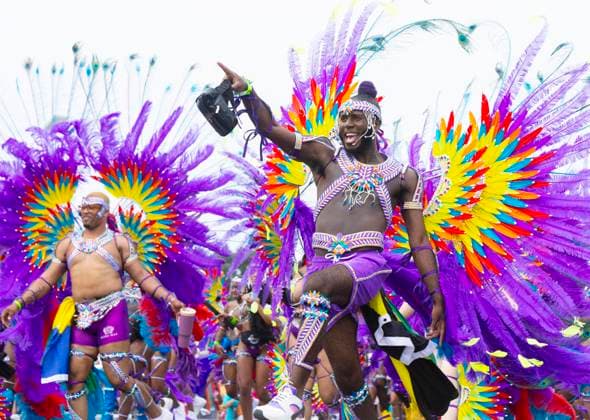 (240804) -- TORONTO, Aug. 4, 2024 -- Dressed-up revelers take part in the Grand Parade of the 2024 Toronto Caribbean Carnival in Toronto, Canada, Aug. 3, 2024. The annual event was held here on Saturday to showcase Caribbean culture. (Photo by Zou Zheng Xinhua) CANADA-TORONTO-CARIBBEAN CARNIVAL-GRAND PARADE LinxWei 