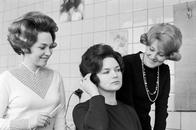 February 1-24, 1975. Moscow, USSR. Announcers of the Soviet Central Television and the All-Union State Television and Radio Broadcasting Company Natalya Fufacheva, Galina Zimenkova and Maria Mitroshina (L-R) preparÃÂµ for going on air. The exact date of the photograph is unknown. Vitaly Sozinov TASS  17407362