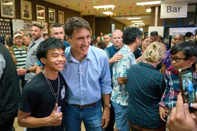 August 5, 2024, Winnipeg, Mb, CANADA: Prime Minister Justin Trudeau greets members of the audience at the Folklorama Filipino Pavilion in Winnipeg, Monday, Aug. 5, 2024, at R.B. Russell Vocational School. Winnipeg CANADA  - ZUMAc35_ 20240805_zaf_c35_098 Copyright: xDavidxLipnowskix