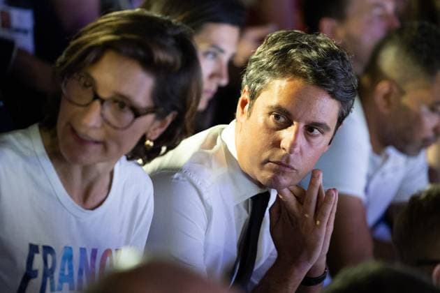 Paris 2024 - PM Attal At Men’s Basketball 3x3 Gold Medal Game French Prime Minister Gabriel Attal and French Minister of Sport and the Olympic and Paralympic Games Amelie Oudea Castera attends the men 3x3 basketball gold medal game between France and the Netherlands during the Paris 2024 Olympic Games at La Concorde in Paris on August 5, 2024. Photo by Raphael Lafargue ABACAPRESS.COM Paris France  Copyright: xLafarguexRaphael ABACAx