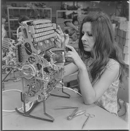***JULY 24, 1972 FILE PHOTO***Production of electric typewriters Consul in Zbrojovka Brno, Czechoslovakia, July 24, 1972. The increase in production will also increase the export of these machines to the Soviet Union, where they are assembled for the input and output of Minsk 32 computers. (CTKxPhoto VitxKorcak) CTKPhotoF202105011542601  CTKPhotoF202105011542601