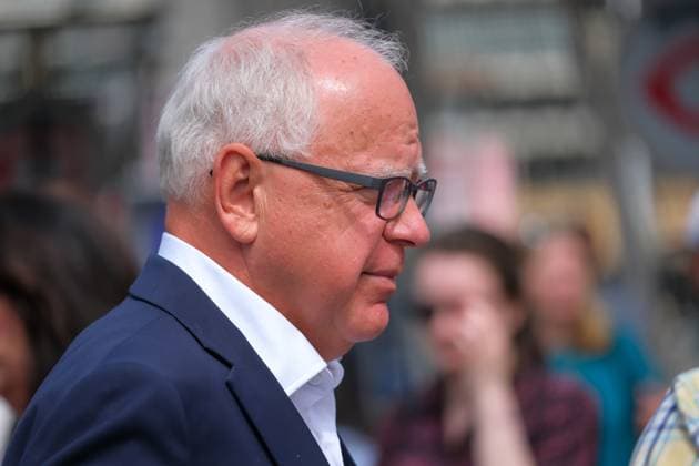 June 24, 2024, Minneapolis, Minnesota, USA: Minnesota Governor TIM WALZ looks on before a press conference kicking off the 2024 United States Olympic Gymnastics Trials and USA Gymnastics City week in Minneapolis. Minneapolis USA - ZUMAg254 20240624_zsp_g254_006 Copyright: xStevenxGarciax