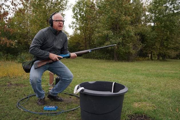 September 25, 2018, Le Sueur, Minnesota, USA: Gubernatorial candidate TIM WALZ watched a clay target sailed just out reach of his shot on the sporting clay course at the Caribou Gun Club in Le Sueur, Minn. Gubernatorial candidate Tim Walz profile, including a trip to his shooting club, his daughter s senior night soccer game at Mankato West, and campaign stops at the Teamsters 320 quarterly meeting, the Hazelden Betty Ford Event Pathways and Partnership Conference, and a Carpenters Delegate Meeting. Le Sueur USA - ZUMAm42_ 20180925_pnj_m67_045 Copyright: xAnthonyxSoufflex