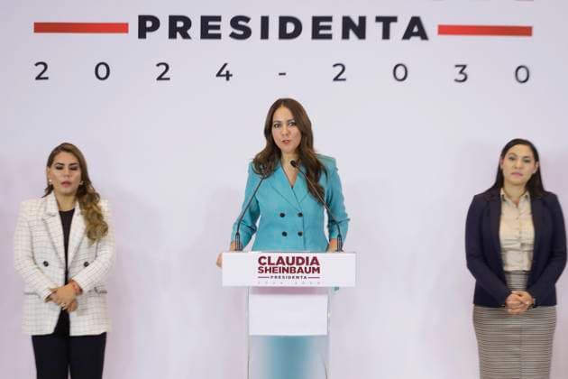 Claudia Sheinbaum, Mexico s Virtual President-elect, Meets With Governors Of The West Region Libia Gracia (center), Governor of the State of Guanajuato, is accompanying Claudia Sheinbaum, Mexico s virtual president-elect, during a press conference in Mexico City, Mexico, on August 7, 2024, on the occasion of a meeting with governors of the Western Region (Colima, Guanajuato, Guerrero, Michoacan, and Queretaro), at the Hotel Courtyard Mexico City Revolucion, as part of the meetings scheduled for this week with the country s governors. Mexico City Mexico City Mexico Copyright: xGerardoxVieyrax originalFilename: vieyra-notitle240807_npl0G.jpg