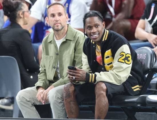 Bilder des Jahres 2024, Entertainment 08 August Entertainment Themen der Woche KW32 Entertainment Bilder des Tages Celebrities in the stands during the Semi Final basketball match between France and Germany during the Paris 2024 Olympic Games Olympics at Arena Bercy Travis Scott Celebrities in the stands during the Semi Final basketball match between France and Germany during the Paris 2024 Olympic Games Olympics at Arena Bercy, Ã Paris, France, le 8 aoÃ t 2024 Jacovides Perusseau Bestimage Celebrities in the stands during the Semi Final basketball match between France and Germany during the Paris 2024 Olympic Games Olympics at the Arena Bercy in Paris, France, August 8, 2024 Paris France  Copyright: xJacovides-Perusseaux xBestimagexJacovides-Perusseaux xBestimagex
