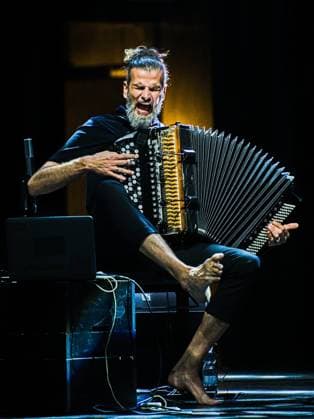 French accordionist Vincent Peirani performs with Jokers project at the Marathon Music Brno festival in Brno, Czech Republic, August 8, 2024. (CTKxPhoto PatrikxUhlir) CTKPhotoP2024080810491  CTKPhotoP2024080810491