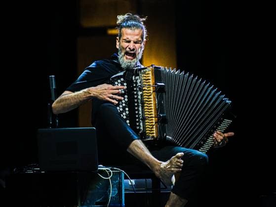 French accordionist Vincent Peirani performs with Jokers project at the Marathon Music Brno festival in Brno, Czech Republic, August 8, 2024. (CTKxPhoto PatrikxUhlir) CTKPhotoP2024080811411  CTKPhotoP2024080811411