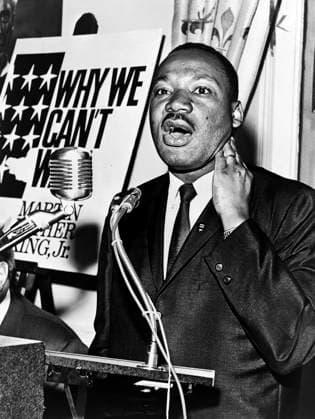 Martin Luther King, Jr., half-length portrait standing at podium during press conference, New York City, New York, USA, Walter Albertin, New York World-Telegram and the Sun Newspaper Photograph Collection, June 8, 1964  Copyright: xCircaxImagesx ghi-circa12062