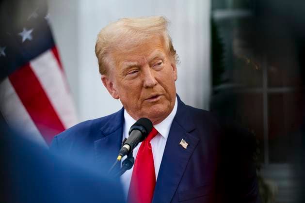 Former US President Donald Trump speaks during a press conference at Trump National Golf Club in Bedminster, New Jersey on Thursday, August 15, 2024. The former president s family business is seeking to build residences and retail inside the Trump National Doral Miami resort, according to documents posted on a City of Doral website.  WAX20240815256 BingxGuan