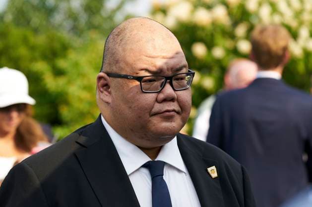 Steven Cheung, spokesman for former US President Donald Trump, watches during a press conference at Trump National Golf Club in Bedminster, New Jersey on Thursday, August 15, 2024. The former president s family business is seeking to build residences and retail inside the Trump National Doral Miami resort, according to documents posted on a City of Doral website.  WAX20240815257 BingxGuan