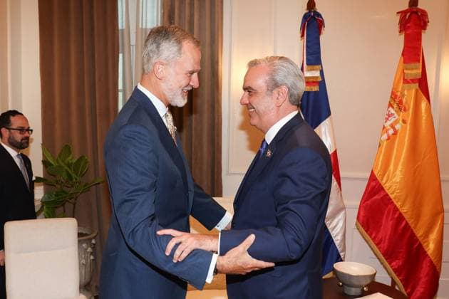 Entertainment Themen der Woche KW33 King Felipe VI visits the Dominican Republic King Felipe VI i holds a meeting with the president of the Dominican Republic, Luis Abinader d , at the National Palace, on 15 August 2024, in Santo Domingo Dominican Republic The King has traveled to the Dominican Republic to attend the inauguration ceremony of the president-elect, Luis Abinader, who has won a second term in office after winning with 57 of the votes in the elections of last May 19 16 AUGUST 2024 VISIT VISIT INAUGURING PRESIDENT ELECTIONS Casa de S M el Rey 16 08 2024 Santo Domingo Santo Domingo Santo Domingo Spain  Copyright: xCasaxdexS.M.xelxReyx 6159386