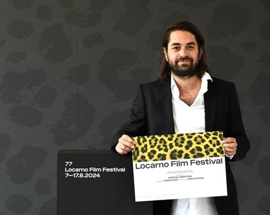 Locarno: Locarno,Switzerland Locarno Film Festival 2024 Award Ceremony photocall Locarno Film Festival 2024 Fekete pont film by Balint Szimler director Pardo Argento Award In the photo:Balint Szimler director Award Locarno  - ZUMAp169 20240817_zea_p169_144 Copyright: xNickxZonnax