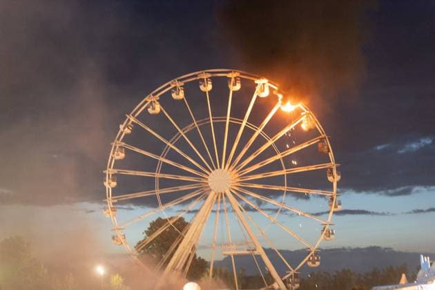 Bilder des Jahres 2024, News 08 August News Themen der Woche KW33 Der deutsche Rapper Ski Aggu (August Jean Diederich) auf dem Highfield 2024, sein Konzert wurde wegen eines Brandes in einem Riesenrad unterbrochen. Highfield Tag 2 - Ski Aggu *** German rapper Ski Aggu August Jean Diederich at Highfield 2024, his concert was interrupted due to a fire in a Ferris wheel Highfield Day 2 Ski Aggu