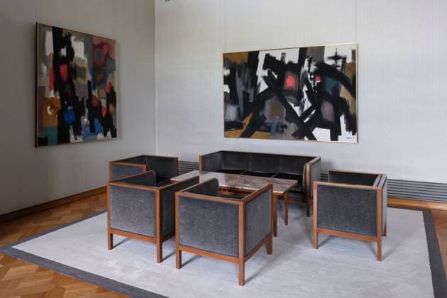 Bilder Gemälde von Fritz Winter in einem Raum im Schloss Bellevue, Berlin - Berlin-Reise 3. - 6.07.2024 *** Pictures Paintings by Fritz Winter in a room in Bellevue Palace, Berlin Berlin Trip 3 6 07 2024