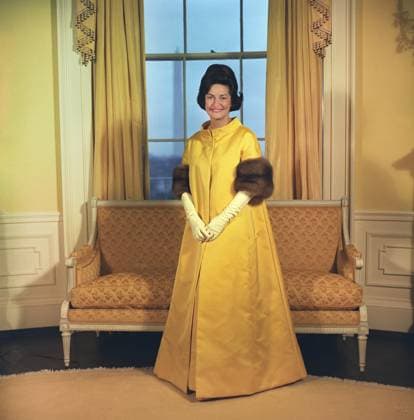 January 18, 1965, Washington, District Of Columbia, USA: Claudia Lady Bird Johnson, full-length portrait wearing inaugural gown, White House, Washington, D.C., USA, White House Photo Office, January 18, 1965 Washington USA  - ZUMAg145 19650118_aza_g145_001 Copyright: xJTxVintagex